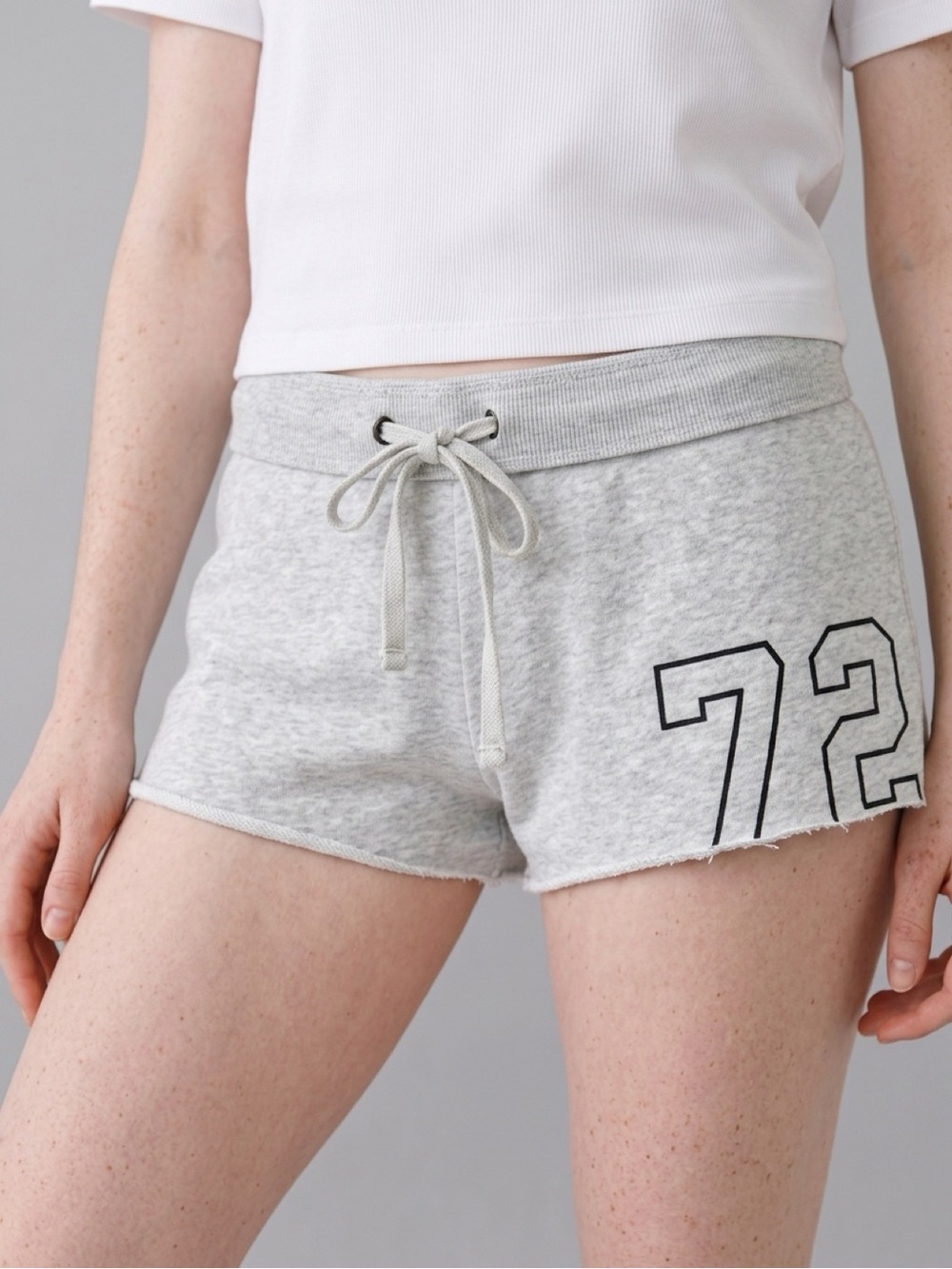 Women's Heather Gray Athletic Shorts with Drawstring - Picture 3 of 4